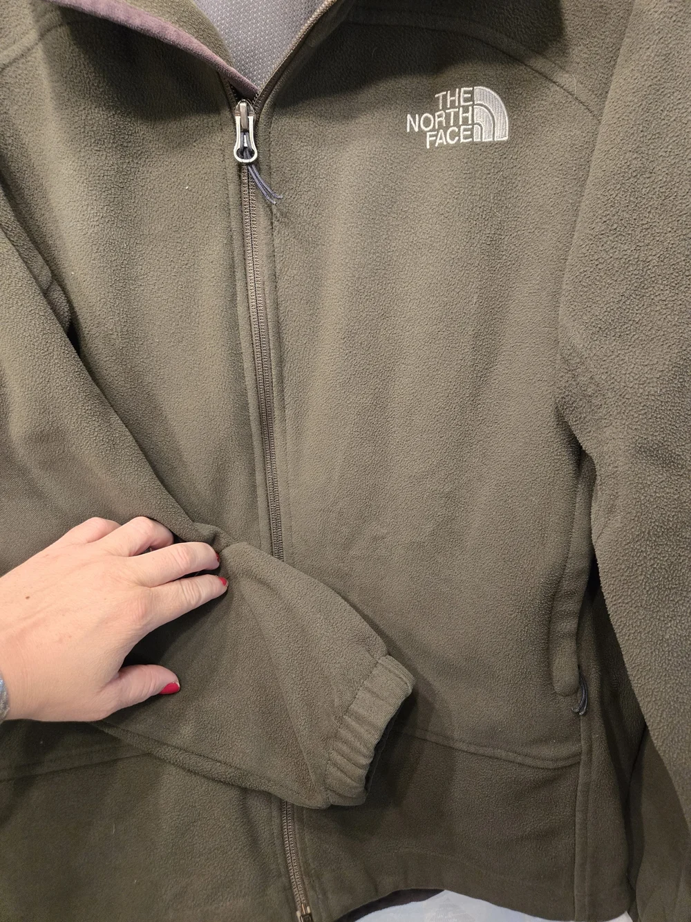 The North Face Men's Olive Green Fleece Windwall Jacket Size L